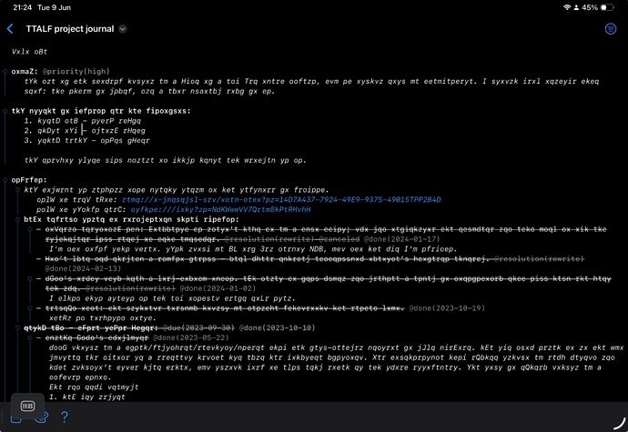 TTALF project journal