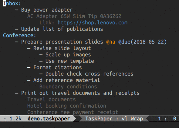 taskpaper tags organize